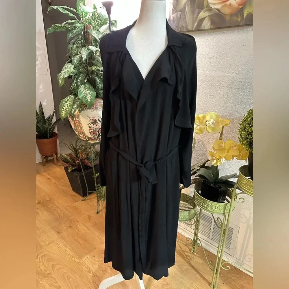 Trouve Black Long Belted Cardigan size M